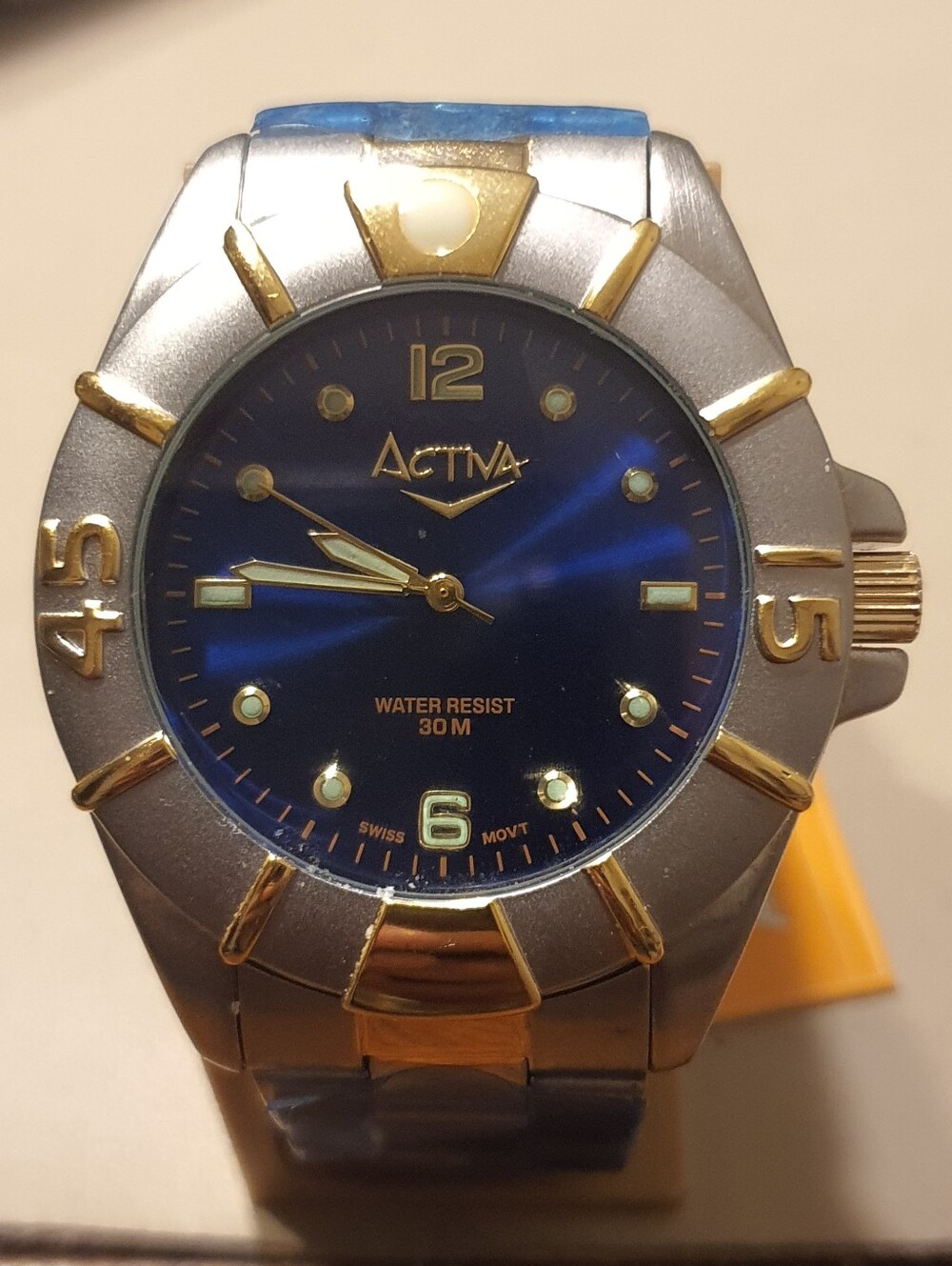 Activa Swiss Quartz Silver/Blue Stainless Steel Men's Diver Watch